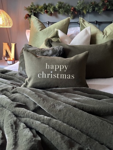 Rectangular Christmas Cushion Dark Olive  by ChalkUK